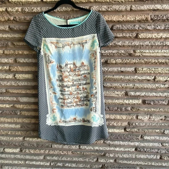 Anthropologie Maeve 100% Silk Around the Town London Cityscape Tunic Dress - Picture 1 of 12